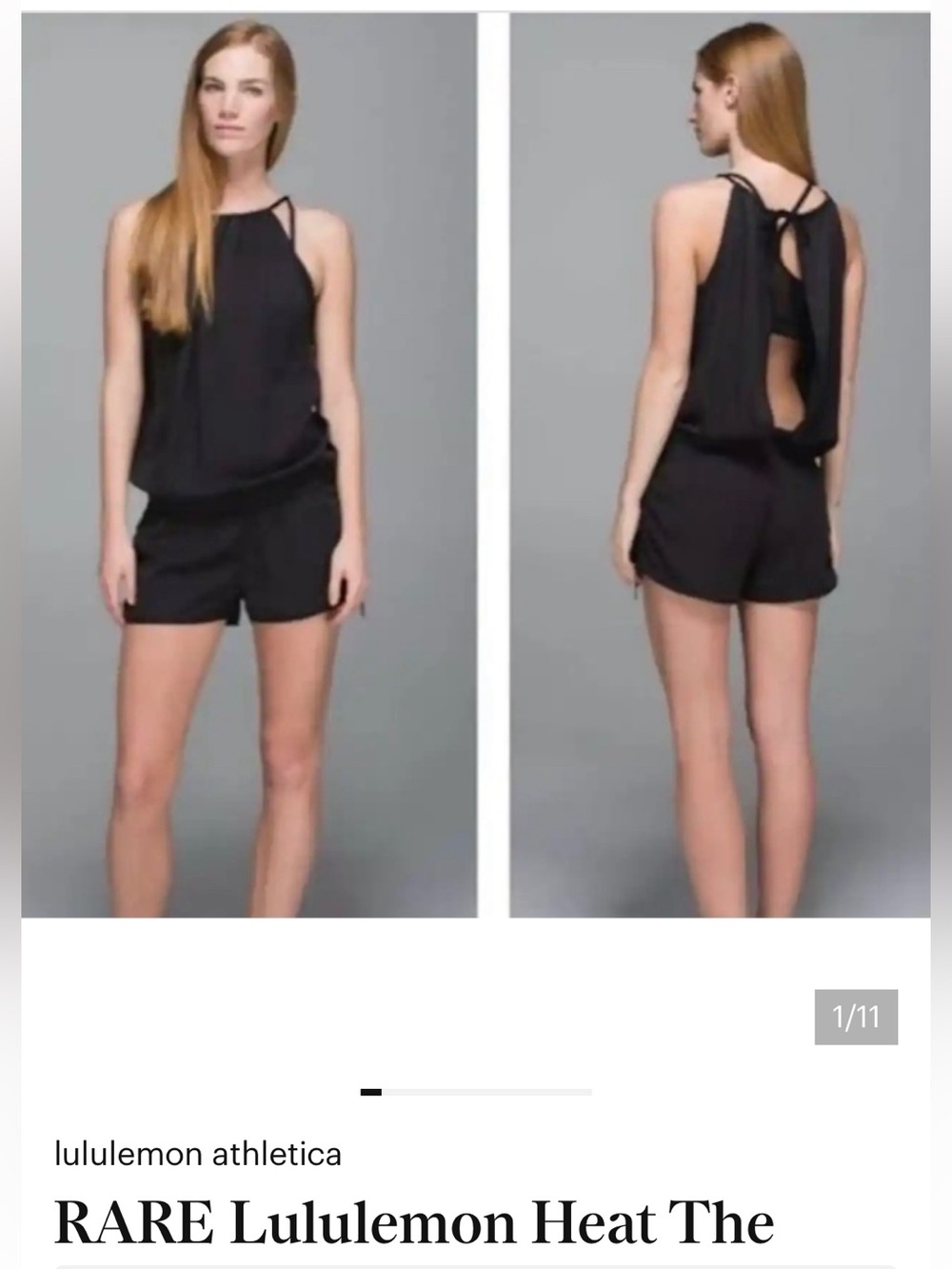 RARE Lululemon Heat The Street On-Sie Tank
Jumpsuit Romper Black Size 2